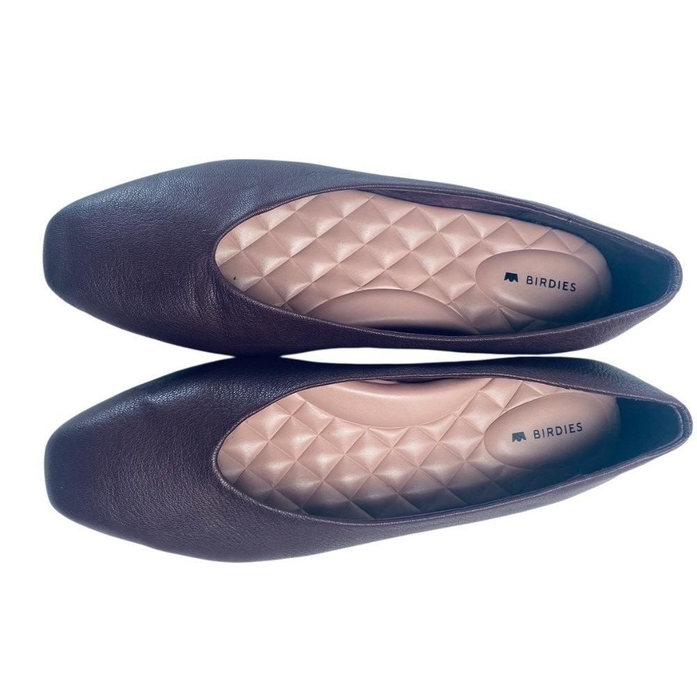 BIRDIES The Crane Leather Ballet Flats Square Toe Maroon Wine Size 8.5 - Picture 2 of 14